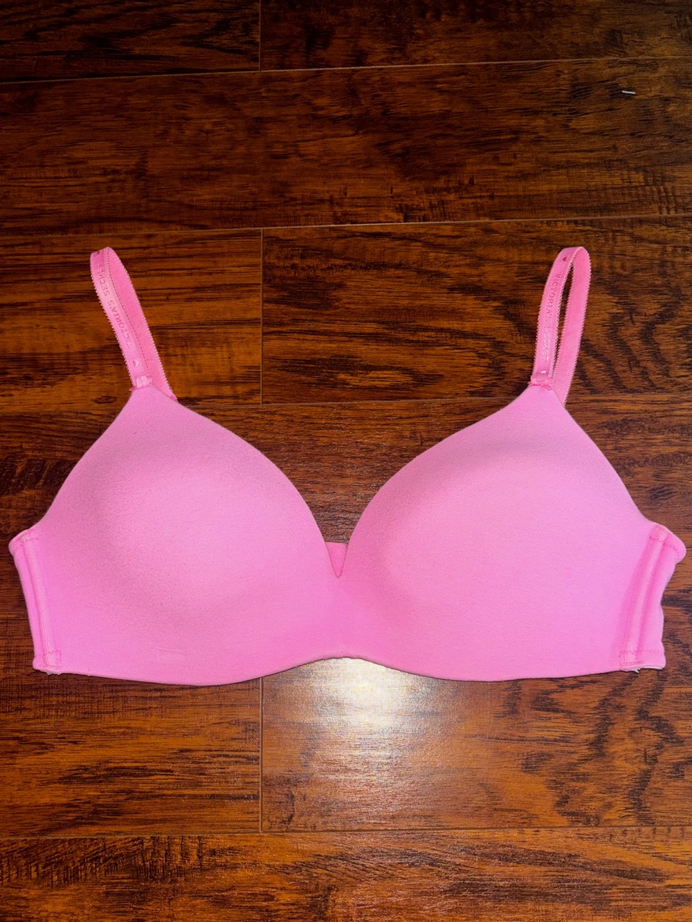 Victoria's Secret Cotton Lingerie Lined No Wire Bra Solid Hot Pink 38B